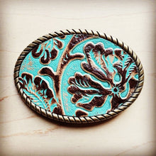 Load image into Gallery viewer, Rope Edge Cowboy Turquoise Belt Buckle
