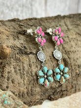 Load image into Gallery viewer, Handmade Sterling Silver Cotton Candy Turquoise Post Earrings with Signed