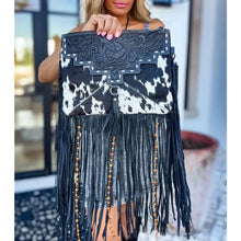 Load image into Gallery viewer, Dixie Crossbody Cowhide Western Tooled Leather Fringe Purse