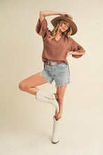 Load image into Gallery viewer, Tes 3/4 Sleeve Ruffle Top