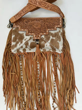Load image into Gallery viewer, Dixie Crossbody Cowhide Western Tooled Leather Fringe Purse