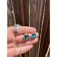 Load image into Gallery viewer, Minis Turquoise & Sterling Silver 4 Stone Earrings Handmade