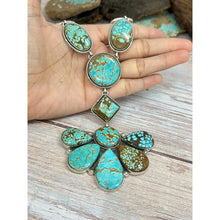 Load image into Gallery viewer, Handmade Sterling Silver Number 8 Turquoise Necklace with Signed