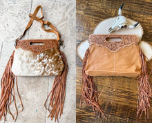 Load image into Gallery viewer, The Maggie - Tan + White Cowhide