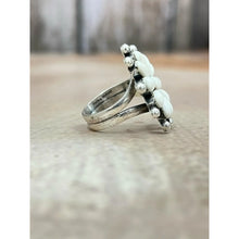 Load image into Gallery viewer, Handmade Sterling Silver White Buffalo Turquoise Adjustable Ring, Signed
