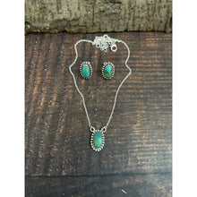 Load image into Gallery viewer, Handmade Sterling Silver Kingman Turquoise Necklace Earrings Set with Signed