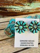 Load image into Gallery viewer, Handcrafted Turquoise & Sterling Silver Cluster Post Earrings by Jesse Williams