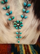 Load image into Gallery viewer, HANDCRAFTED TURQUOISE & STERLING SILVER FLOWER CLUSTER NECKLACE BY PEARLENE SPENCER