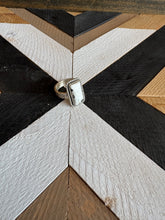 Load image into Gallery viewer, Handmade Sterling Silver White Buffalo Turquoise Adjustable Ring with Signed