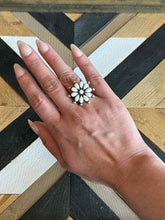 Load image into Gallery viewer, Handmade Sterling Silver White Buffalo Turquoise Adjustable Ring, Signed