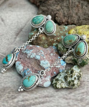 Load image into Gallery viewer, Handmade Sterling Silver Old Stock Royston Turquoise Post Dangle Earrings "Signed