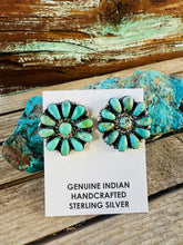 Load image into Gallery viewer, Handcrafted Turquoise & Sterling Silver Cluster Post Earrings by Jesse Williams