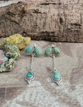 Load image into Gallery viewer, Handmade Sterling Silver Old Stock Royston Turquoise Post Dangle Earrings "Signed