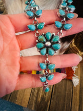 Load image into Gallery viewer, HANDCRAFTED TURQUOISE & STERLING SILVER FLOWER CLUSTER NECKLACE BY PEARLENE SPENCER