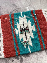 Load image into Gallery viewer, HANDMADE STERLING SILVER KINGMAN TURQUOISE WITH DAHLIA ROSE NECKLACE EARRINGS SET WITH SIGNED NIZHONI