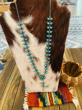 Load image into Gallery viewer, HANDCRAFTED TURQUOISE & STERLING SILVER FLOWER CLUSTER NECKLACE BY PEARLENE SPENCER