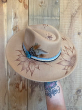 Load image into Gallery viewer, Sunflowers Burnt Hat With Hat Band
