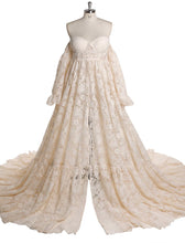 Load image into Gallery viewer, Ivory Lace Bell Sleeve Gown