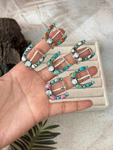 Load image into Gallery viewer, HANDMADE STERLING SILVER MULTI STONE ADJUSTABLE RING SIGNED