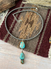 Load image into Gallery viewer, Handmade Sterling Silver Royston Ribbon Turquoise Beaded Necklace "Signed”