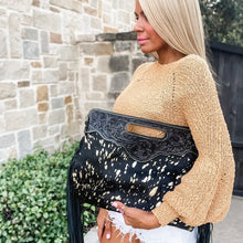 Load image into Gallery viewer, The Maggie - Black + Gold Specs Cowhide