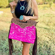 Load image into Gallery viewer, The Maggie - Pink + Silver Specs Cowhide