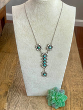 Load image into Gallery viewer, HANDMADE TURQUOISE & STERLING SILVER LARIAT NECKLACE SIGNED