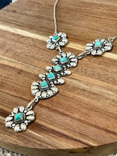 Load image into Gallery viewer, HANDMADE TURQUOISE & STERLING SILVER LARIAT NECKLACE SIGNED