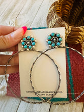Load image into Gallery viewer, Handcrafted Turquoise And Sterling Silver Cluster Hoop Earrings