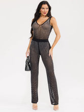Load image into Gallery viewer, Women’s sleeveless bodysuit & elastic waist pants mesh studs 2pc. set