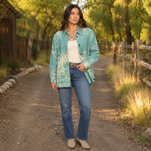Load image into Gallery viewer, Turquoise Skies Acid-Wash Corduroy Shacket