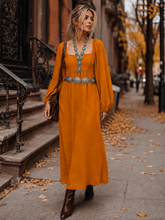 Load image into Gallery viewer, Women’s Long Sleeve Square Neck Smock Maxi Dress