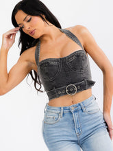 Load image into Gallery viewer, Midnight Mesa Denim Halter Top
