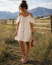 Load image into Gallery viewer, Embroidered Wildflower Cold Shoulder Dress