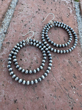 Load image into Gallery viewer, Handmade Sterling Silver Pearl Beaded Dangle Hoop Earrings