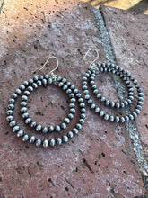 Load image into Gallery viewer, Handmade Sterling Silver Pearl Beaded Dangle Hoop Earrings