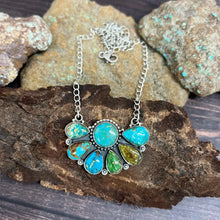 Load image into Gallery viewer, Handmade Sterling Silver South Hill Turquoise Necklace with Signed