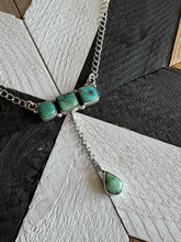 Load image into Gallery viewer, Handmade Sterling Silver Sonoran Mountain Turquoise Bar Drop Necklace