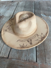 Load image into Gallery viewer, Longhorn And Sunflowers Burnt Hat