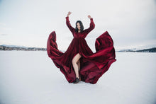 Load image into Gallery viewer, Red Pop Of Color Velvet Gown Rental