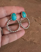 Load image into Gallery viewer, Genuine Sterling Silver And Turquoise Hoops
