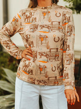 Load image into Gallery viewer, Retro Sunset Ranch Stretch Top

