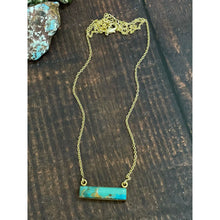 Load image into Gallery viewer, “the Golden Collection” Handmade Natural Kingman Turquoise Gold Bar Plated Necklace
