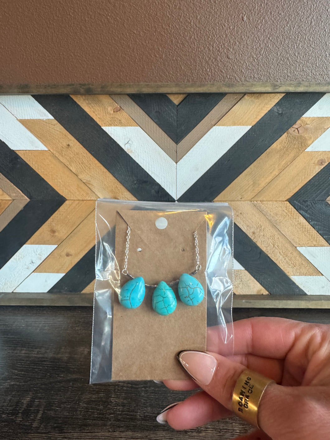 Three Stone Turquoise Necklace