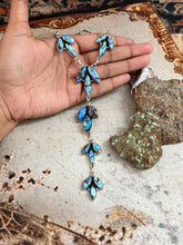 Load image into Gallery viewer, HANDMADE STERLING SILVER GOLDEN HILLS TURQUOISE LARIAT NECKLACE WITH SIGNED
