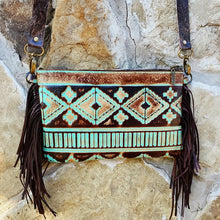 Load image into Gallery viewer, Turquoise Navajo Leather Clutch Handbag
