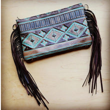 Load image into Gallery viewer, Turquoise Navajo Leather Clutch Handbag
