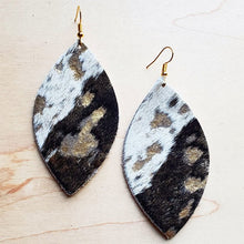 Load image into Gallery viewer, Leather Oval Earring-Mixed Metallic Hair on Hide
