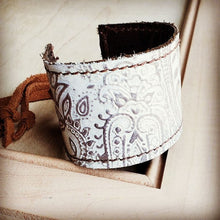 Load image into Gallery viewer, Leather Cuff w/ Adjustable Tie Oyster Paisley
