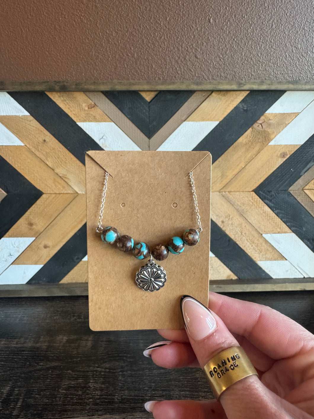 Stone Beaded Necklaces With Charm